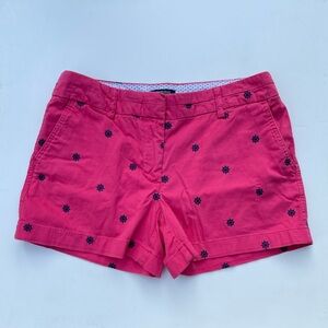 British Khaki Hot Pink Embroidered Shorts Sz 6.